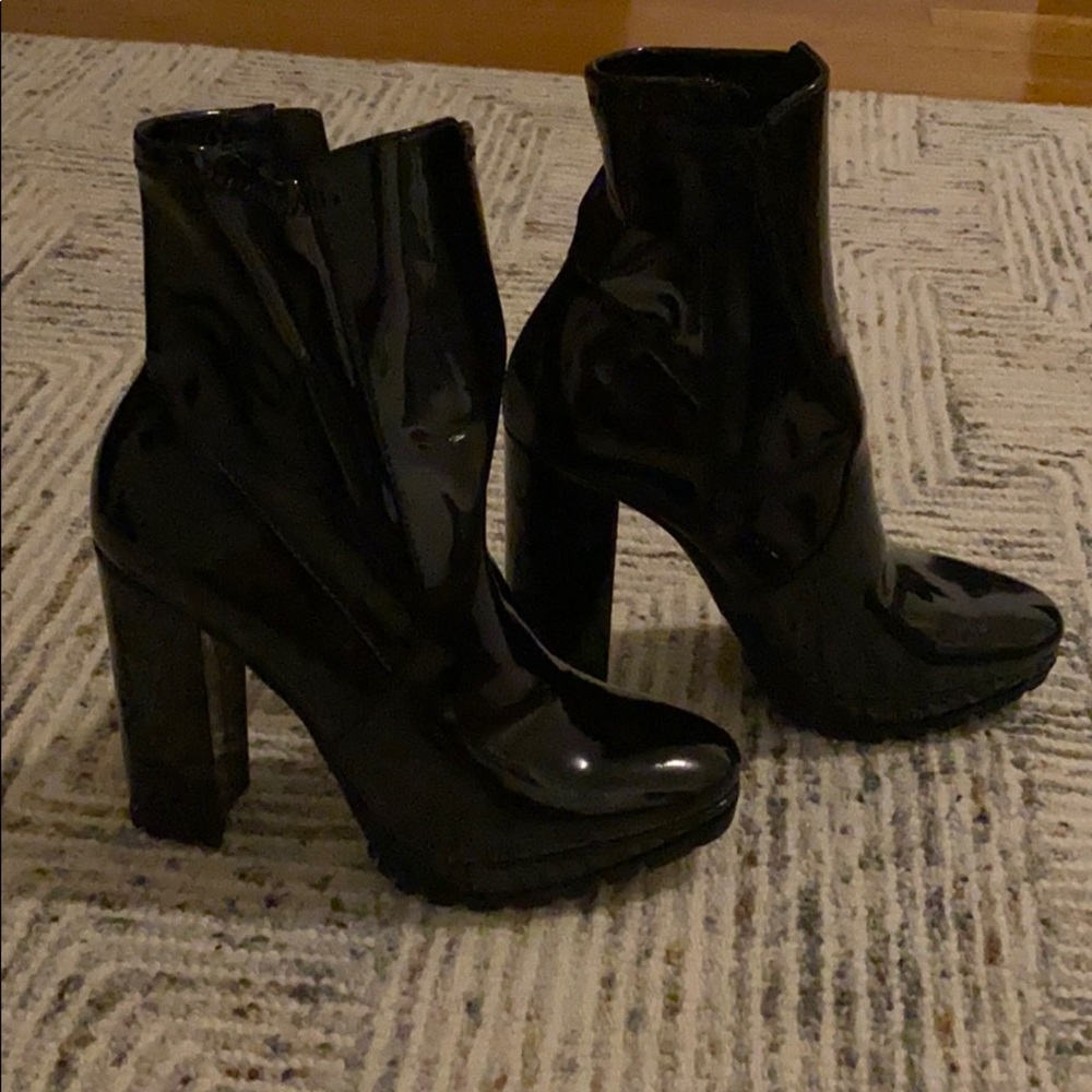 Never worn Faux Patent Leather High Booties 6.5